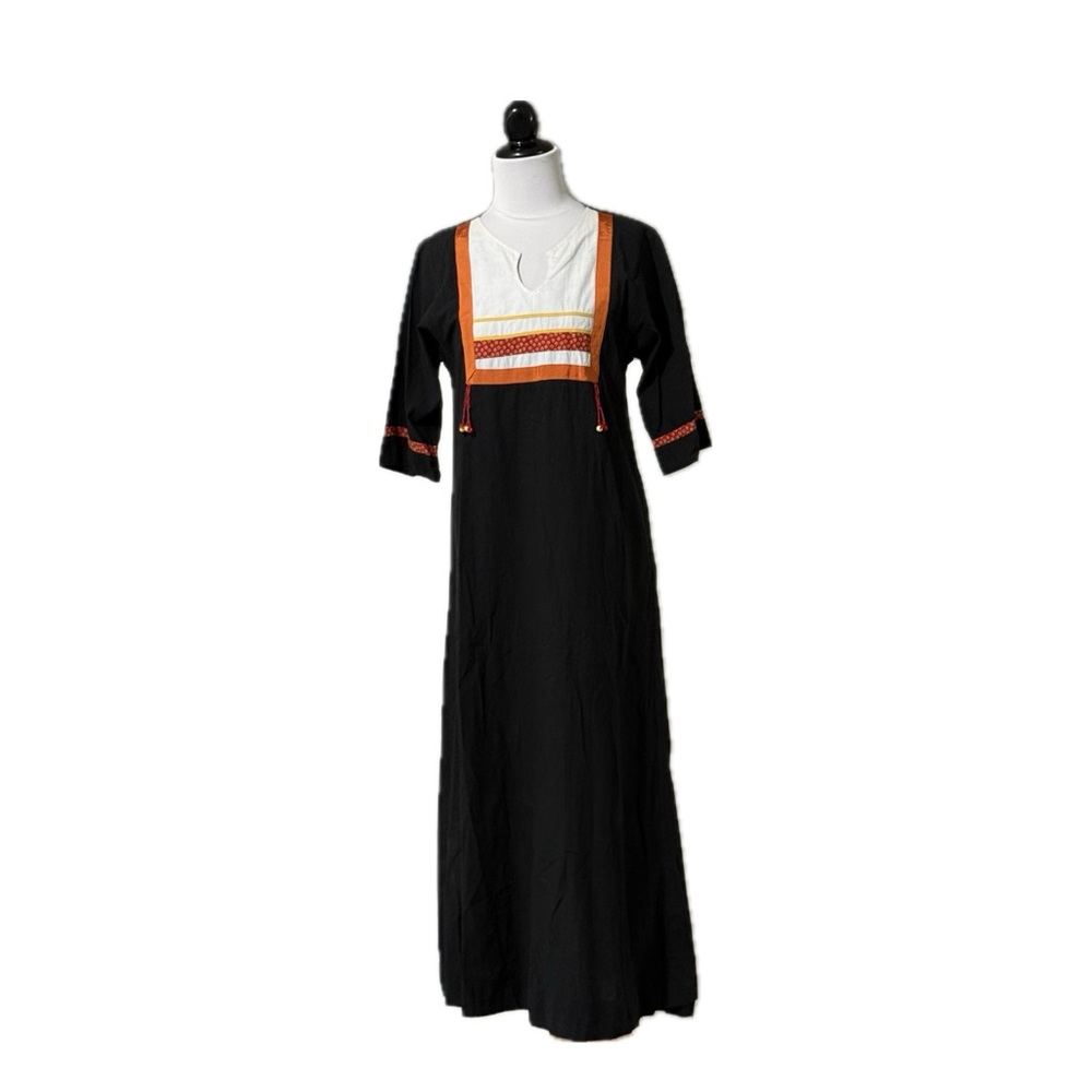 Vintage Sandcastle Bibbed Prairie Caftan Maxi Dress